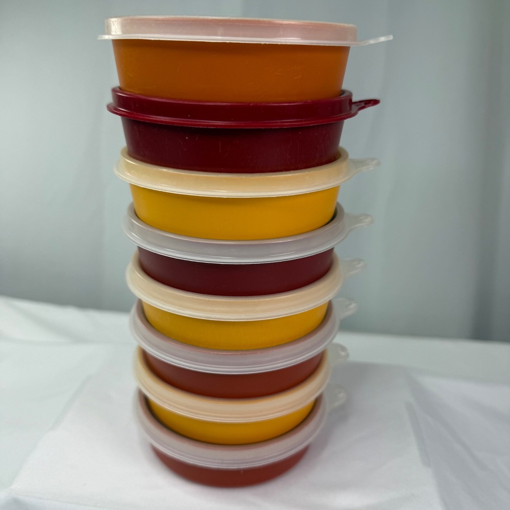 Vintage Tupperware Little Wonders Bowls Set of 8 Harvest Colors 1286 With Lids